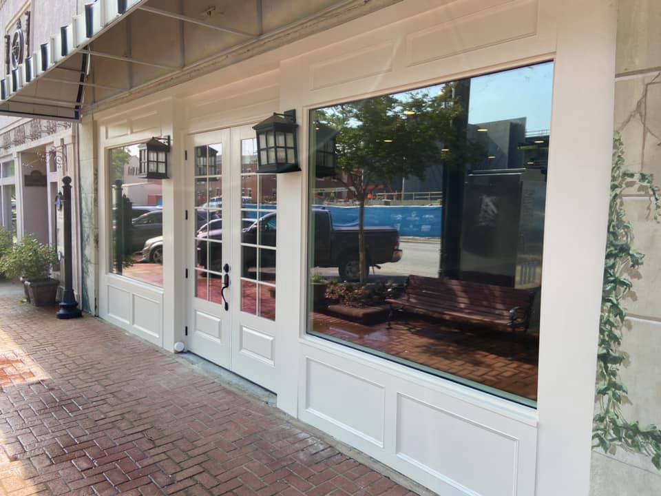 photo of sidewalk view of newly renovated storefront in historic Lawrenceville.