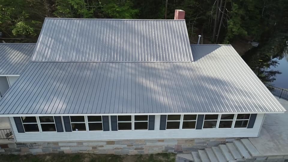 aerial photo of metal roof from rear of the home.