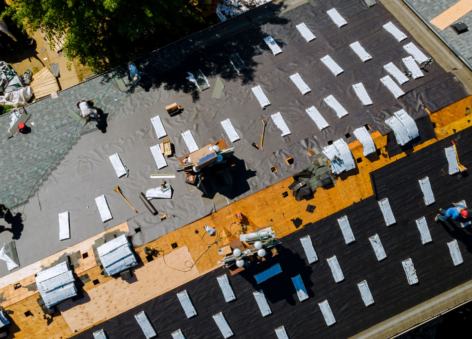 commercial roof under way with replacement