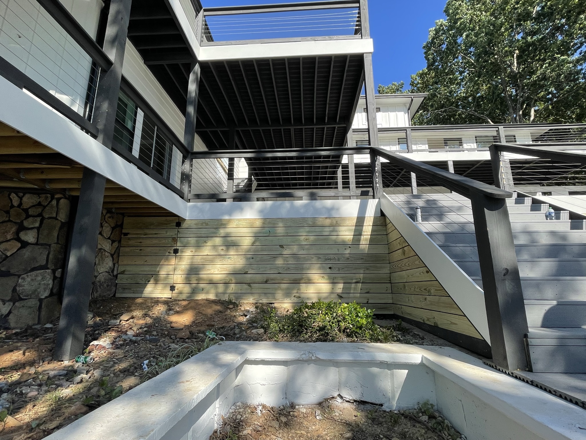 closer photo view of stairwell leading to lower deck level